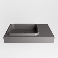 RIDGE Dark Grey freihängend Waschtisch aus solid surface (mineralwerkstoff) 80cm. Waschbeckenposition Links rand 12cm hoch.-2
