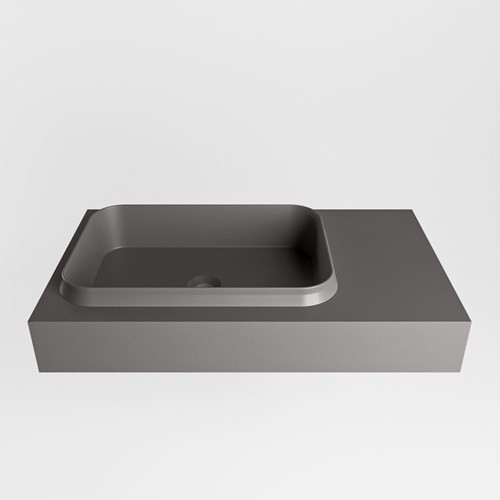 RIDGE Dark Grey Lavabo suspendido de solid surface 80cm. Posición del fregadero Izquierda borde de 12cm de alto.-2