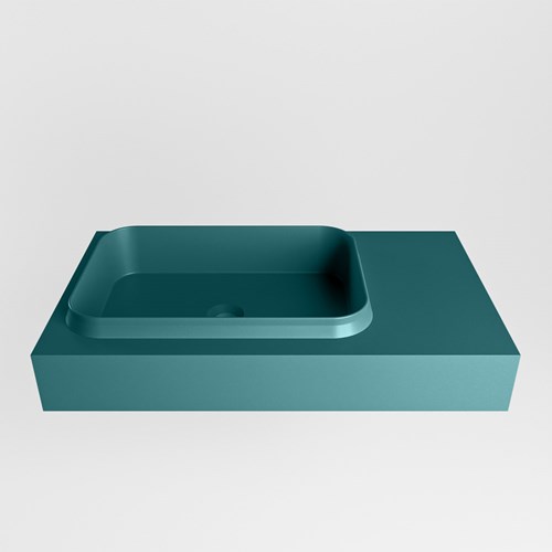 RIDGE Smag vrijhangende solid surface wastafel 80cm. Positie wasbak links.-2