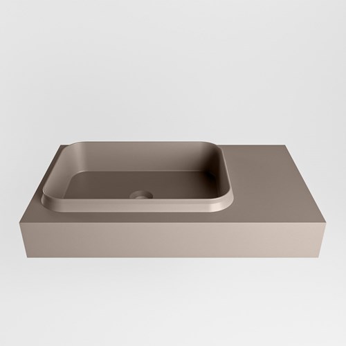 RIDGE Smoke Lavabo suspendido de solid surface 80cm. Posición del fregadero Izquierda borde de 12cm de alto.-2