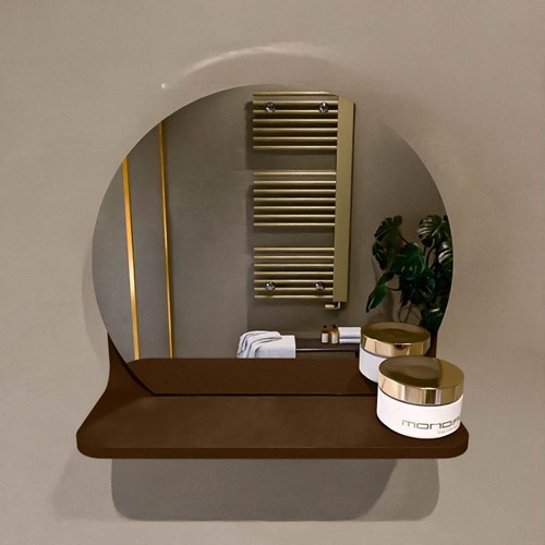 MONDIAZ SPOT Runder Spiegel Ø30cm mit Spiegelablage farbe Rust.-2