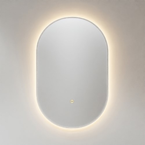 MONDIAZ GLOW mirror Oval 45x90cm Linen. Motion sensor LED lighting around.-2