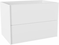 TENCE bathroom base cabinet 70cm 2 drawers color Talc, Without cutout in drawer.