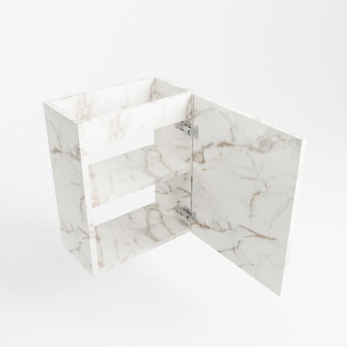 FOWY meuble lave-main sans lavabo 40cm 1 porte couleur Carrara.-3