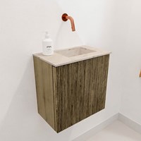 JOYA-DLUX 40cm mueble fondo reducido color Dusk. Lavabo FAYE posición Derecho sin orificio color Frappe.-3