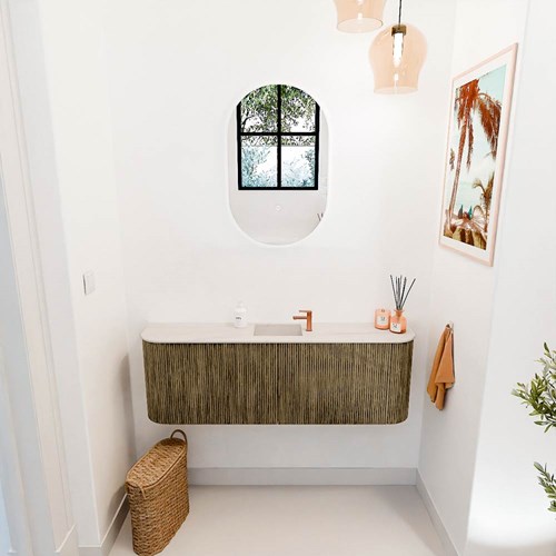 JOYA-DLUX 123,2cm mobile lavabo colore curva sinistra + destra Dusk. Lavabo FAYE posizione Centro 1 foro per rubinetto colore Meli.-2