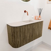 JOYA-DLUX 83,2cm mobile lavabo colore curva sinistra + destra Dusk. Lavabo FAYE posizione Centro senza foro per il rubinetto colore Meli.-3