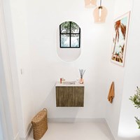 JOYA-DLUX 50cm cloakroom vanity set color Dusk. Vanity top FAYE position Left 1 tab hole color Nata.-2