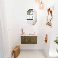 JOYA-DLUX 70cm mueble fondo reducido color Dusk. Lavabo FAYE posición Derecho 1 orificio color Nata.-2