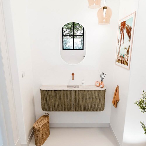 JOYA-DLUX 113,2cm toiletmeubel ronding links + rechts kleur Dusk. Wastafel FAYE positie Midden Zonder kraangat kleur Nata.-2