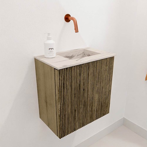 JOYA-DLUX 40cm toiletmeubel kleur Dusk. Wastafel FAYE positie Rechts Zonder kraangat kleur Nata.-3