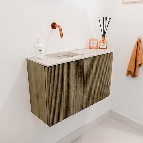 JOYA-DLUX 71,6cm toiletmeubel ronding rechts kleur Dusk. Wastafel FAYE positie Links Zonder kraangat kleur Nata.-3