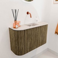 JOYA-DLUX 73,2cm meuble lave-main courbe gauche + droite couleur Dusk. Lavabo FAYE position Centrée sans trou pour robinet couleur Nata.-3