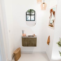 JOYA-DLUX 61,6cm meuble lave-main courbe gauche couleur Dusk. Lavabo FAYE position Droite 1 trou pour robinetter couleur Oza.-2