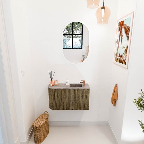 JOYA-DLUX 71,6cm mobile lavabo colore curva sinistra Dusk. Lavabo FAYE posizione Destra 1 foro per rubinetto colore Oza.-2