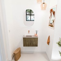 JOYA-DLUX 60cm mueble fondo reducido color Dusk. Lavabo FAYE posición Izquierda sin orificio color Saba.-2