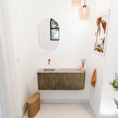 JOYA-DLUX 101,6cm toiletmeubel ronding rechts kleur Dusk. Wastafel FAYE positie Links Zonder kraangat kleur Saba.-2