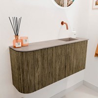 JOYA-DLUX 91,6cm toiletmeubel ronding links kleur Dusk. Wastafel FAYE positie Rechts Zonder kraangat kleur Saba.-3