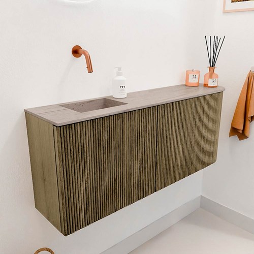 JOYA-DLUX 101,6cm toiletmeubel ronding rechts kleur Dusk. Wastafel FAYE positie Links Zonder kraangat kleur Saba.-3