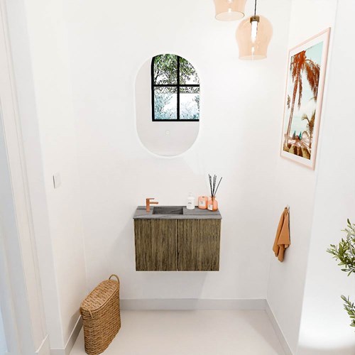 JOYA-DLUX 60cm toiletmeubel kleur Dusk. Wastafel FAYE positie Links 1 kraangat kleur Sombra.-2