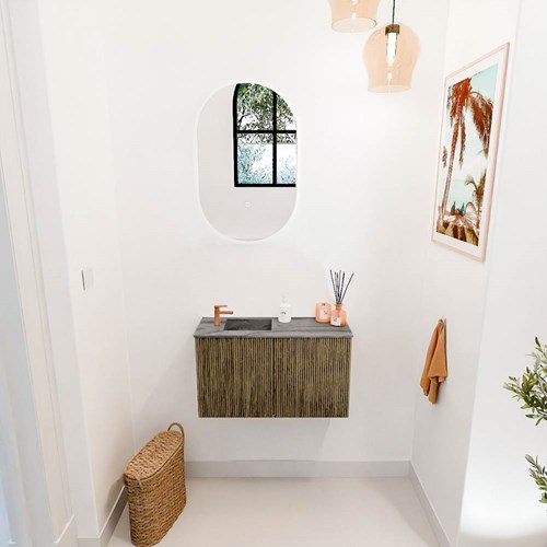 JOYA-DLUX 70cm toiletmeubel kleur Dusk. Wastafel FAYE positie Links 1 kraangat kleur Sombra.-2