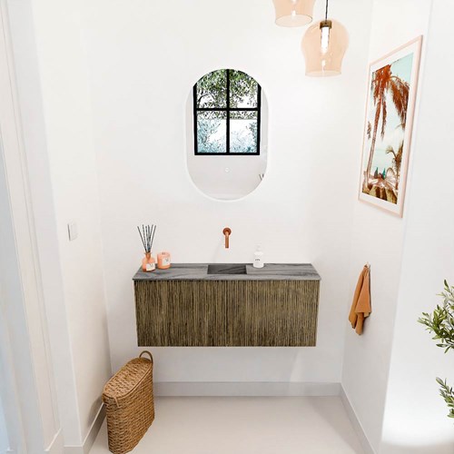 JOYA-DLUX 100cm mobile lavabo colore Dusk. Lavabo FAYE posizione Centro senza foro per il rubinetto colore Sombra.-2