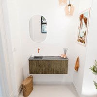 JOYA-DLUX 100cm mueble fondo reducido color Dusk. Lavabo FAYE posición Izquierda sin orificio color Sombra.-2