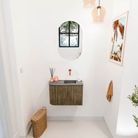 JOYA-DLUX 61,6cm mobile lavabo colore curva sinistra Dusk. Lavabo FAYE posizione Destra senza foro per il rubinetto colore Sombra.-2