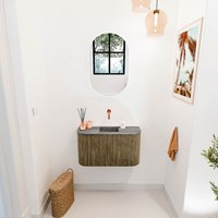 JOYA-DLUX 73,2cm mobile lavabo colore curva sinistra + destra Dusk. Lavabo FAYE posizione Centro senza foro per il rubinetto colore Sombra.-2