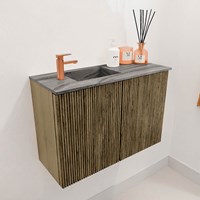 JOYA-DLUX 60cm toiletmeubel kleur Dusk. Wastafel FAYE positie Links 1 kraangat kleur Sombra.-3