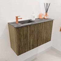 JOYA-DLUX 70cm toiletmeubel kleur Dusk. Wastafel FAYE positie Links 1 kraangat kleur Sombra.-3