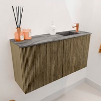 JOYA-DLUX 80cm toiletmeubel kleur Dusk. Wastafel FAYE positie Rechts 1 kraangat kleur Sombra.-3