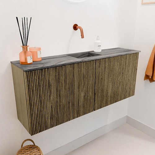 JOYA-DLUX 100cm mobile lavabo colore Dusk. Lavabo FAYE posizione Centro senza foro per il rubinetto colore Sombra.-3