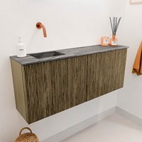 JOYA-DLUX 100cm mueble fondo reducido color Dusk. Lavabo FAYE posición Izquierda sin orificio color Sombra.-3