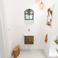 JOYA 40cm toiletmeubel kleur Dusk. Wastafel FAYE positie Midden Zonder kraangat kleur Talc.-2