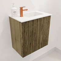 JOYA 40cm toiletmeubel kleur Dusk. Wastafel FAYE positie Rechts 1 kraangat kleur Talc.-3