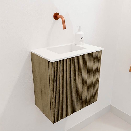 JOYA 40cm toiletmeubel kleur Dusk. Wastafel FAYE positie Midden Zonder kraangat kleur Talc.-3