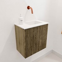 JOYA 40cm toiletmeubel kleur Dusk. Wastafel FAYE positie Rechts Zonder kraangat kleur Talc.-3