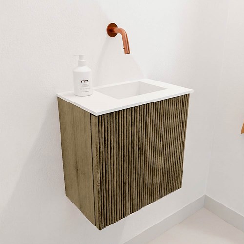 JOYA 40cm toiletmeubel kleur Dusk. Wastafel FAYE positie Rechts Zonder kraangat kleur Talc.-3