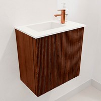 JOYA 40cm cloakroom vanity set color Ruby. Vanity top FAYE position Left 1 tab hole color Talc.-3