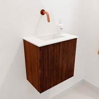 JOYA 40cm mobile lavabo colore Ruby. Lavabo FAYE posizione Centro senza foro per il rubinetto colore Talc.-3