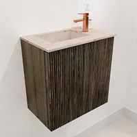 JOYA-DLUX 40cm mueble fondo reducido color Shadow. Lavabo FAYE posición Izquierda 1 orificio color Frappe.-3