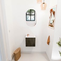 JOYA 40cm toiletmeubel kleur Shadow. Wastafel FAYE positie Rechts 1 kraangat kleur Talc.-2