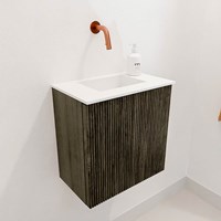 JOYA 40cm toiletmeubel kleur Shadow. Wastafel FAYE positie Midden Zonder kraangat kleur Talc.-3