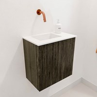 JOYA 40cm meuble lave-main couleur Shadow. Lavabo FAYE position Gauche sans trou pour robinet couleur Talc.-3