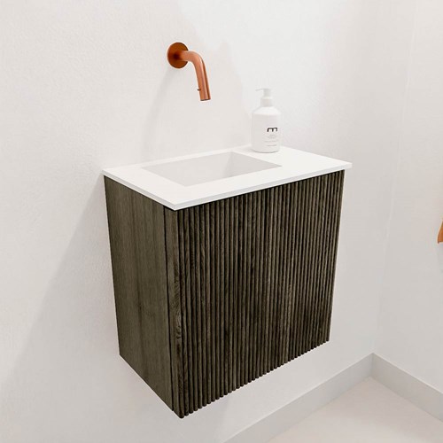 JOYA 40cm WC-möbel farbe Shadow. Einbauwaschbecken FAYE position Links kein hahnloch farbe Talc.-3