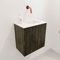 JOYA 40cm toiletmeubel kleur Shadow. Wastafel FAYE positie Rechts Zonder kraangat kleur Talc.-3