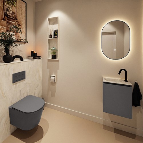 TURE-DLUX 40cm cloakroom vanity set Dark Grey. Vanity top EDEN Ostra position Left 1 tab hole.-2