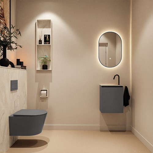 TURE-DLUX 40cm cloakroom vanity set Dark Grey. Vanity top EDEN Ostra position Left 1 tab hole.-3