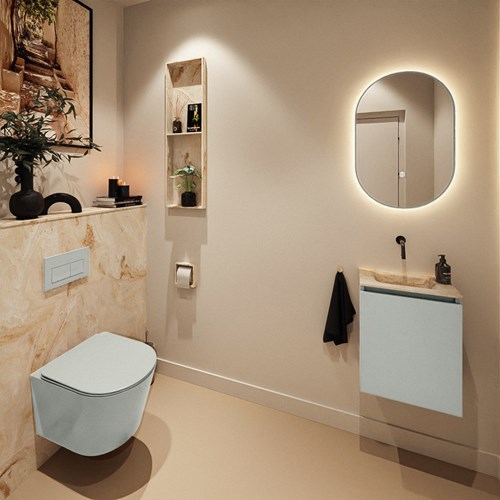 TURE-DLUX 40cm mueble fondo reducido Greey. EDEN lavabo posición Centro Frappe. sin orificio.-2